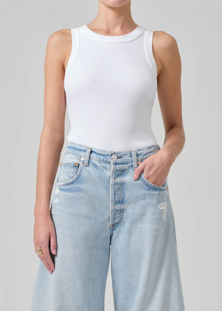 Citizens of Humanity - Isabel Rib Tank in White - Kalifornia Jean Bar