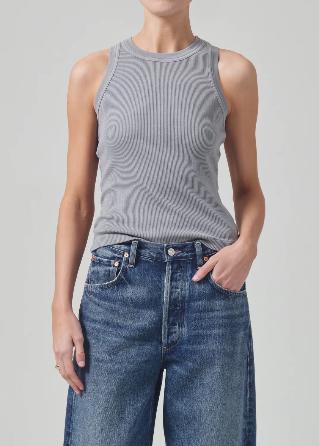 Citizens of Humanity - Israel Rib Tank in Cyclone Grey - Kalifornia Jean Bar