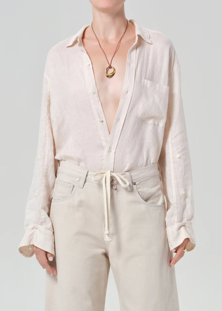 Citizens of Humanity - Kayla Linen Shirt in Pale Stone - Kalifornia Jean Bar