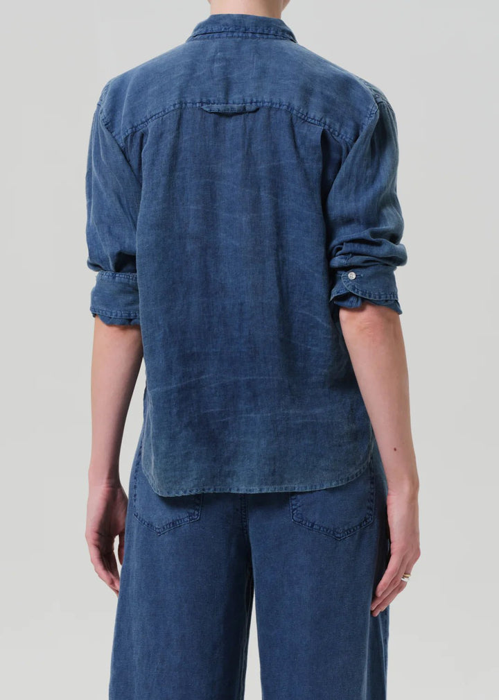 Citizens of Humanity - Kayla Shrunken Linen Shirt Dark India Stone Wash - Kalifornia Jean Bar
