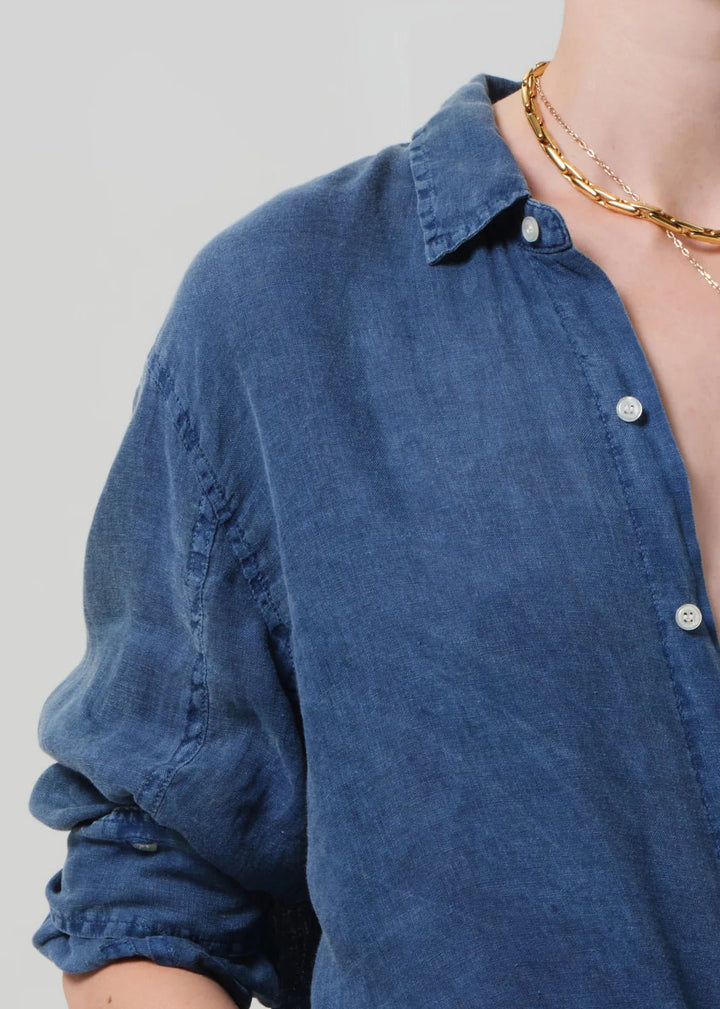Citizens of Humanity - Kayla Shrunken Linen Shirt Dark India Stone Wash - Kalifornia Jean Bar