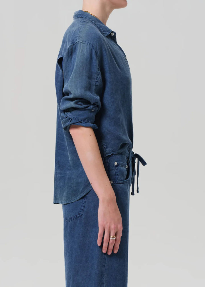 Citizens of Humanity - Kayla Shrunken Linen Shirt Dark India Stone Wash - Kalifornia Jean Bar