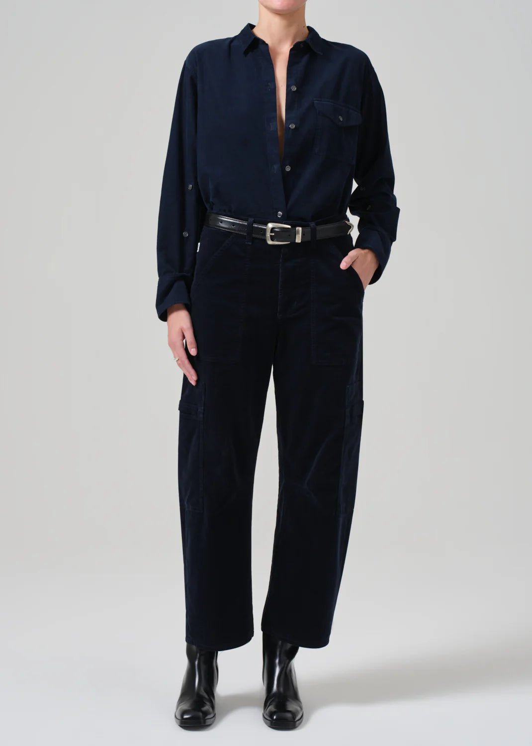 Citizens of Humanity - Marcelle in Navy Cargo Corduroy - Kalifornia Jean Bar