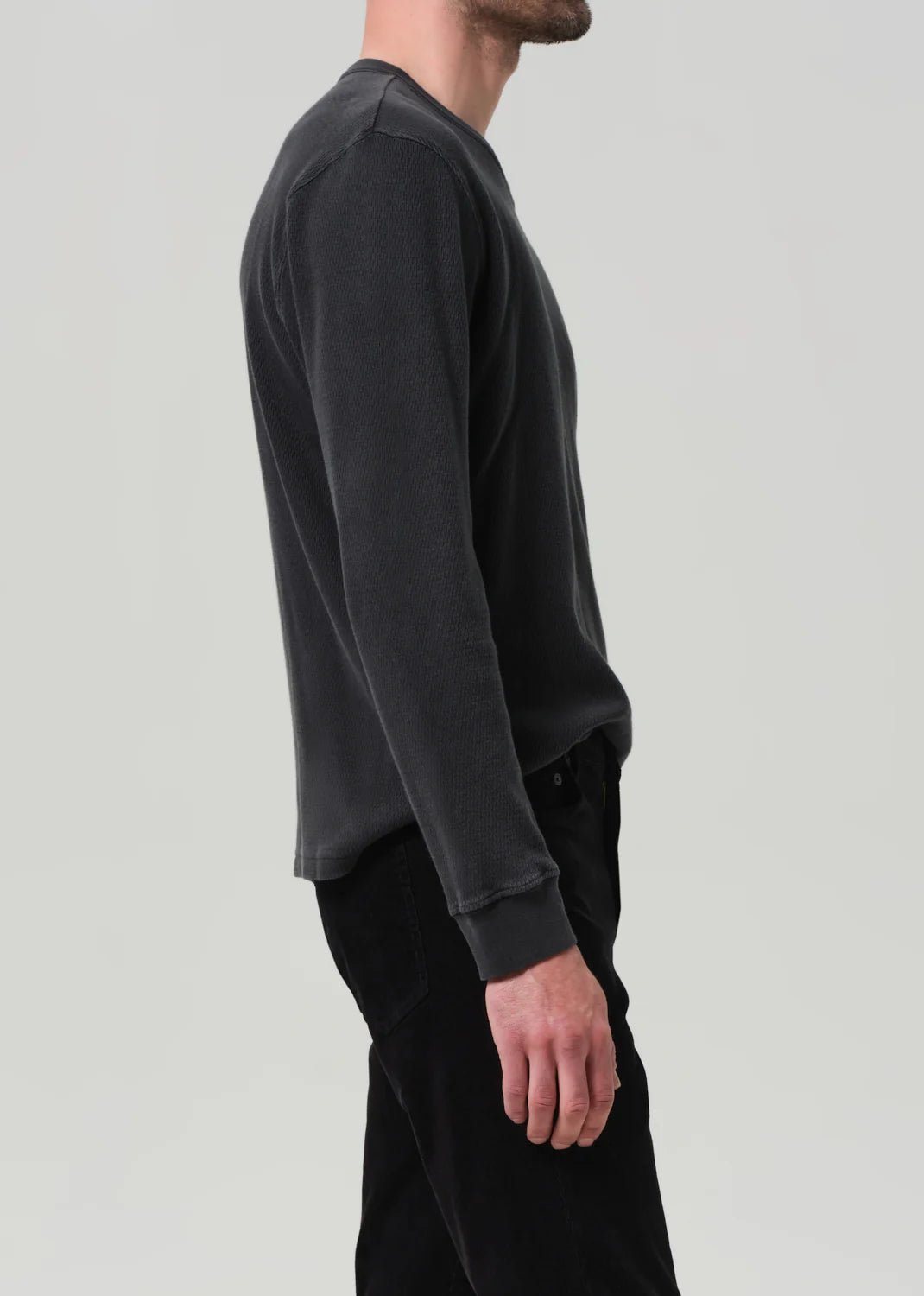 Citizens of Humanity - Mens Waffle Crewneck Charcoal Cedar - Kalifornia Jean Bar