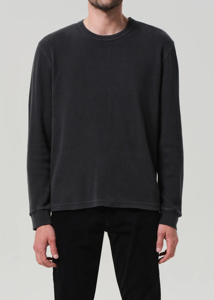 Citizens of Humanity - Mens Waffle Crewneck Charcoal Cedar - Kalifornia Jean Bar