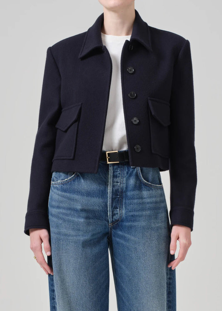 Citizens of Humanity - Navy Corina Cropped Boxy Jacket - Kalifornia Jean Bar Citizens of Humanity - Navy Corina Cropped Boxy Jacket