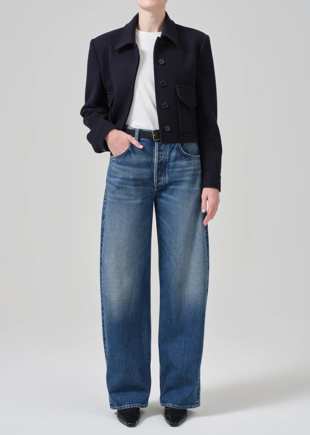 Citizens of Humanity - Navy Corina Cropped Boxy Jacket - Kalifornia Jean Bar Citizens of Humanity - Navy Corina Cropped Boxy Jacket