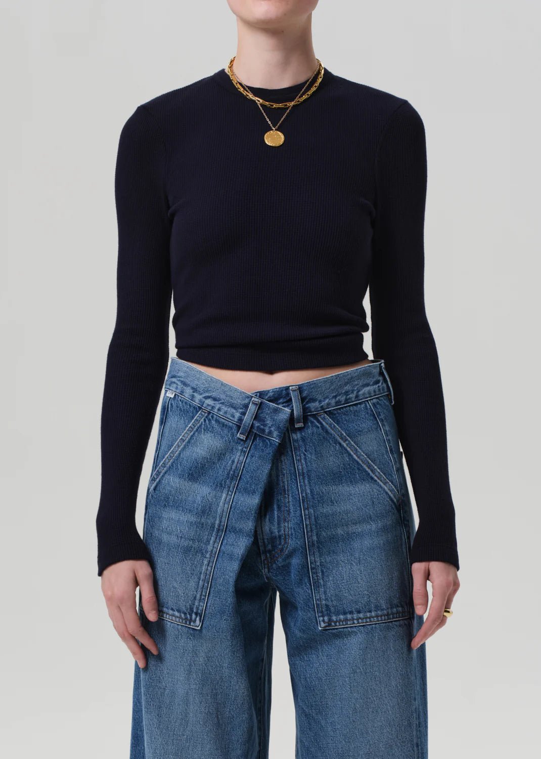 Citizens of Humanity - Navy Pilar Waffle Crewneck - Kalifornia Jean Bar
