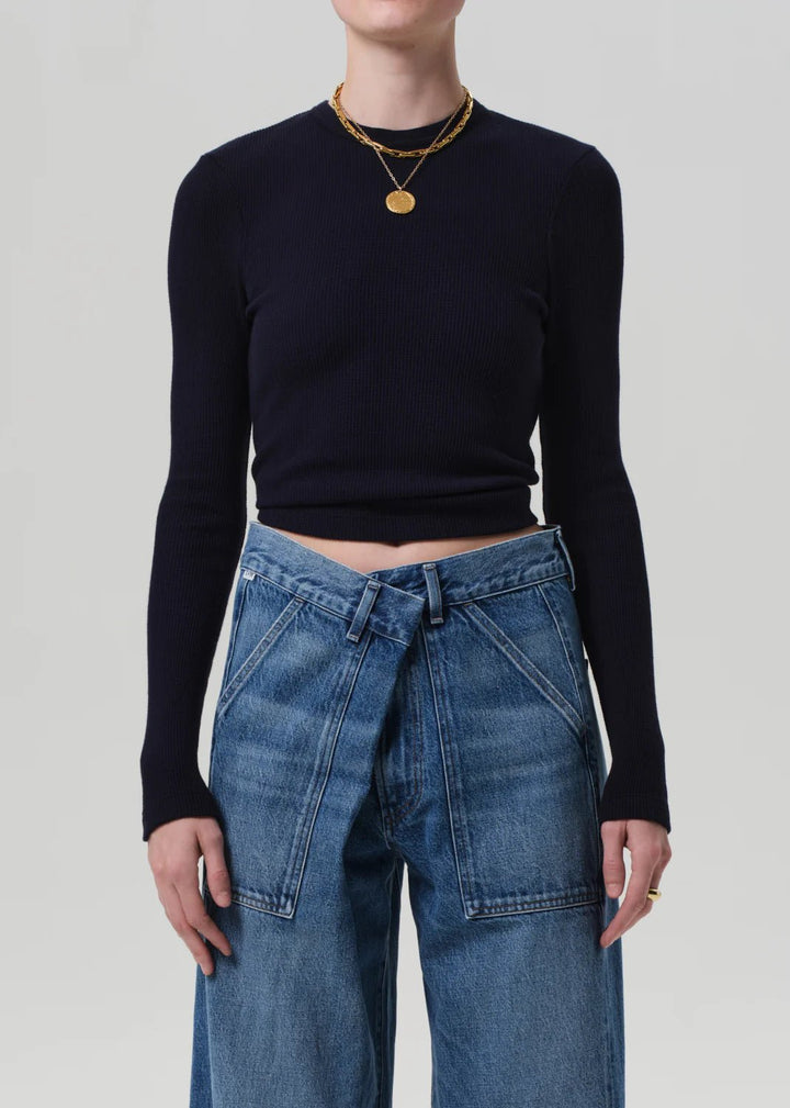 Citizens of Humanity - Navy Pilar Waffle Crewneck - Kalifornia Jean Bar