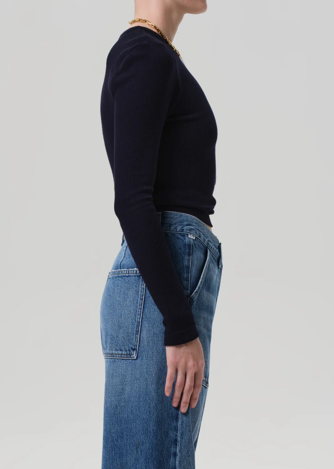 Citizens of Humanity - Navy Pilar Waffle Crewneck - Kalifornia Jean Bar