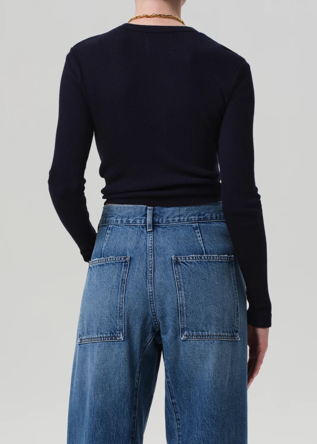 Citizens of Humanity - Navy Pilar Waffle Crewneck - Kalifornia Jean Bar