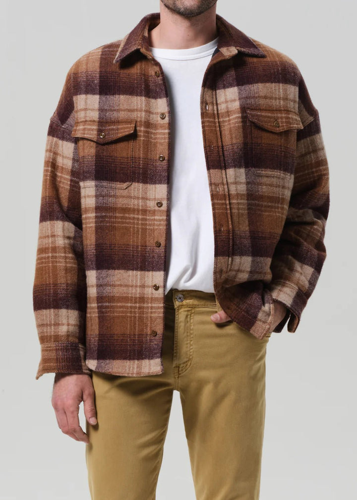 Citizens of Humanity - Shigoto Tan Plaid Men's Shirt Jacket - Kalifornia Jean Bar