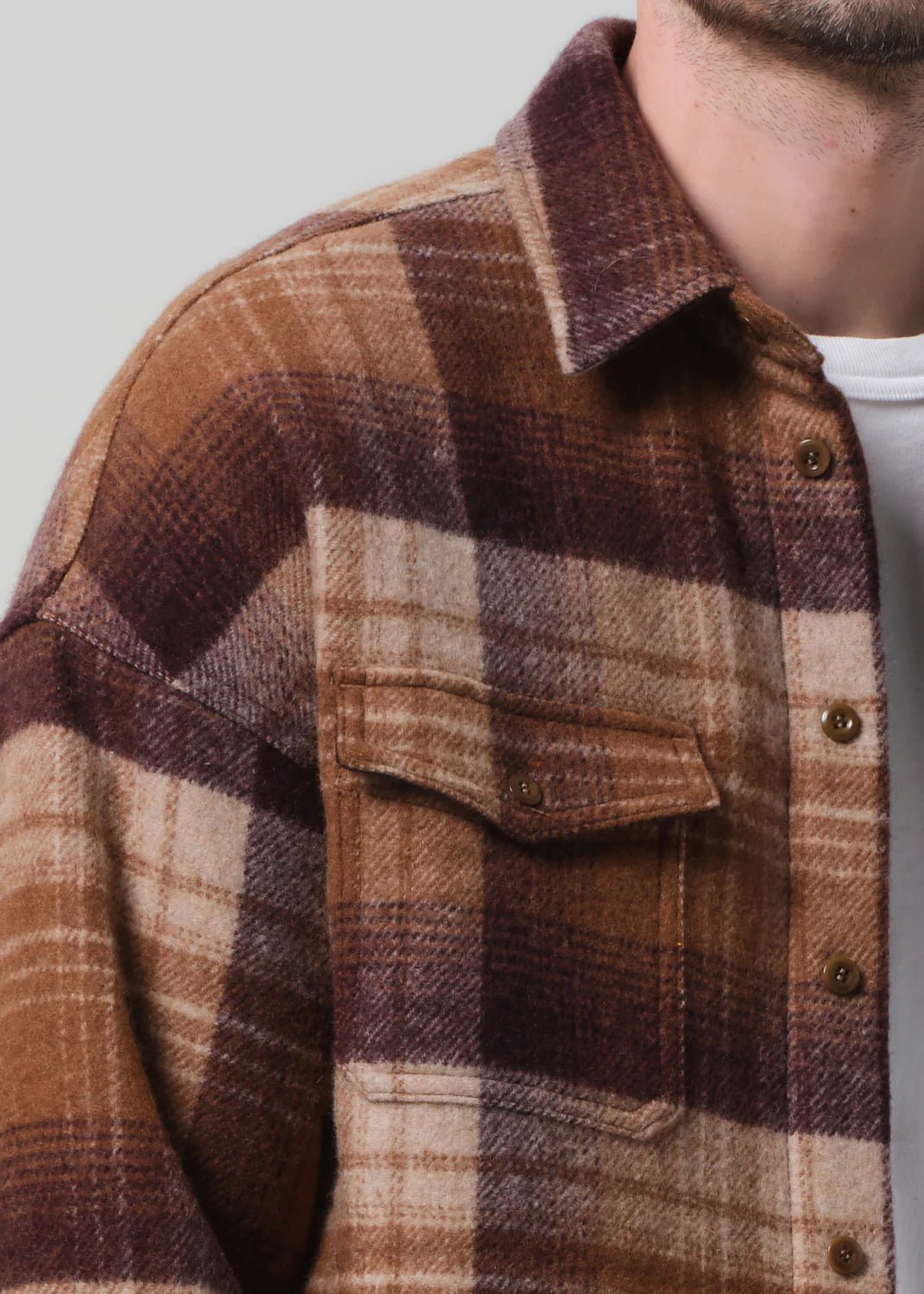 Citizens of Humanity - Shigoto Tan Plaid Men's Shirt Jacket - Kalifornia Jean Bar