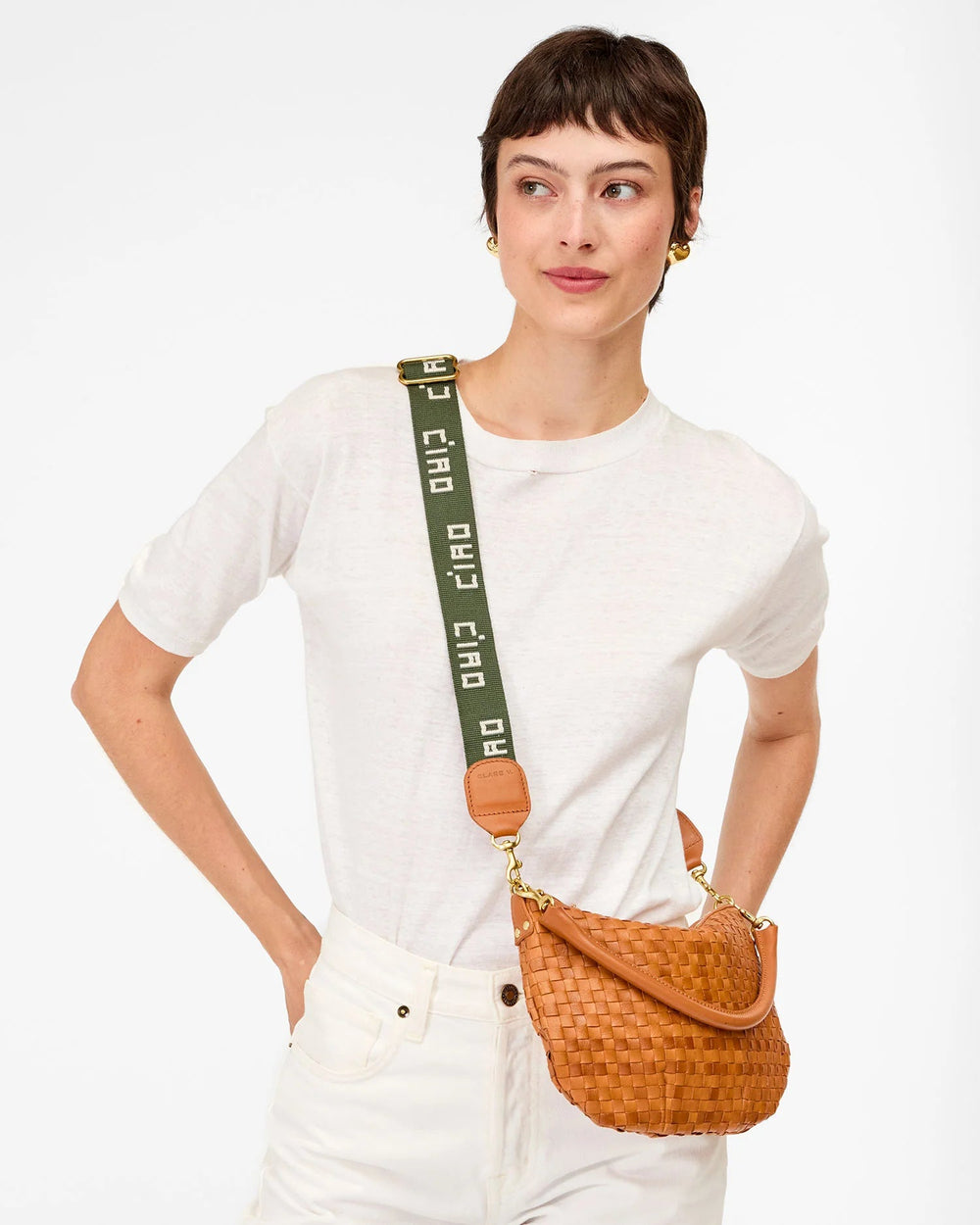 Clare V. - Army & Cream Ciao Crossbody Strap - Kalifornia Jean Bar