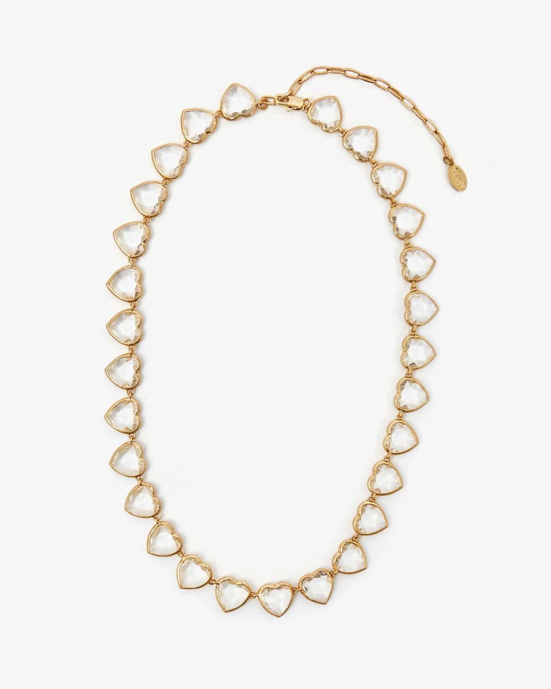 Clare V. - Bezel Heart Collar in Vintage Gold/Clear - Kalifornia Jean Bar