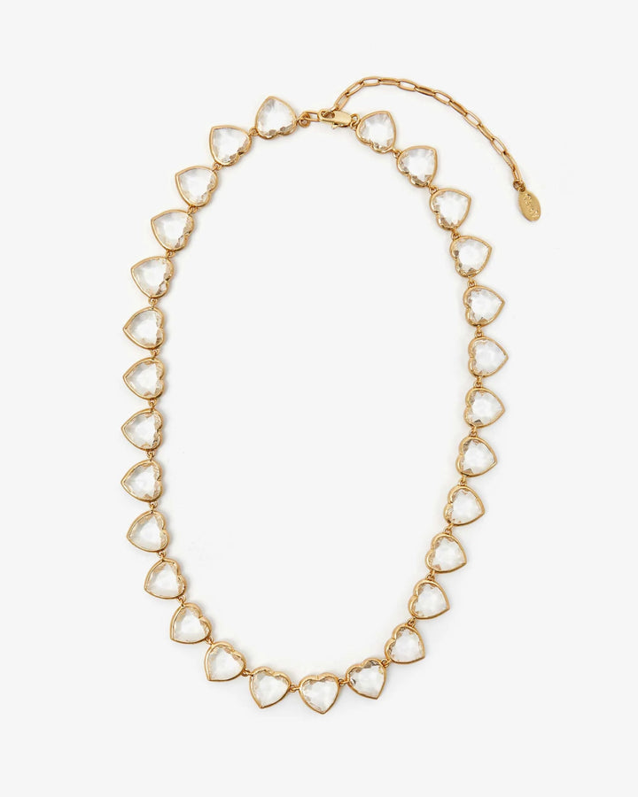 Clare V. - Bezel Heart Collar in Vintage Gold/Clear - Kalifornia Jean Bar
