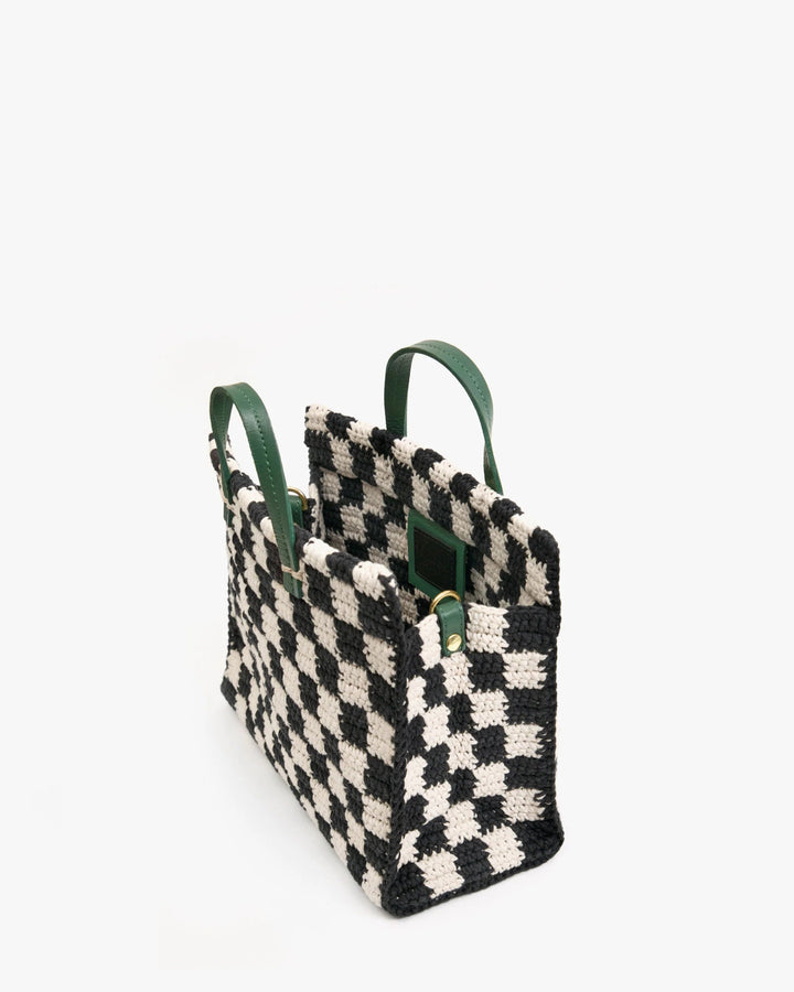 Clare V. - Black & Cream Checker Petit Summer Tote - Kalifornia Jean Bar