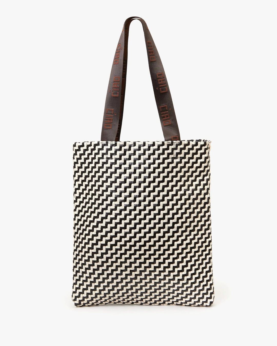 Clare V. - Black Cream Zig Zag Carryall Tote - Kalifornia Jean Bar