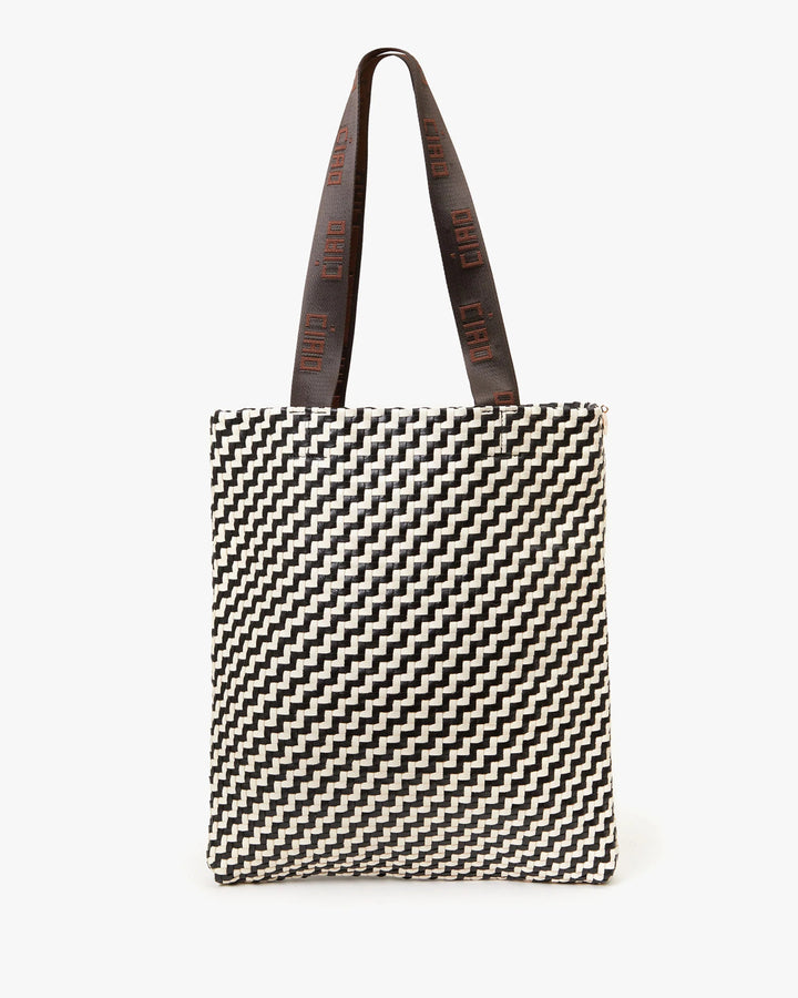Clare V. - Black Cream Zig Zag Carryall Tote - Kalifornia Jean Bar