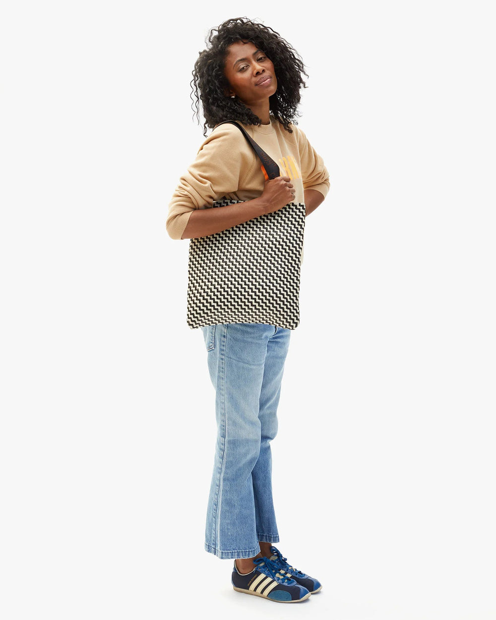 Clare V. - Black Cream Zig Zag Carryall Tote - Kalifornia Jean Bar