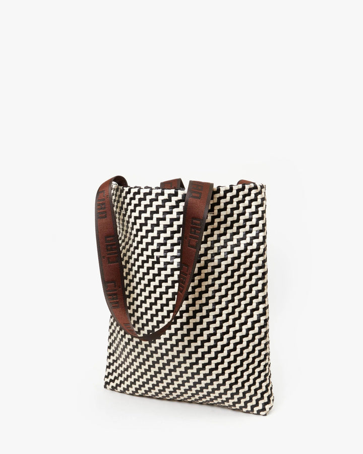 Clare V. - Black Cream Zig Zag Carryall Tote - Kalifornia Jean Bar