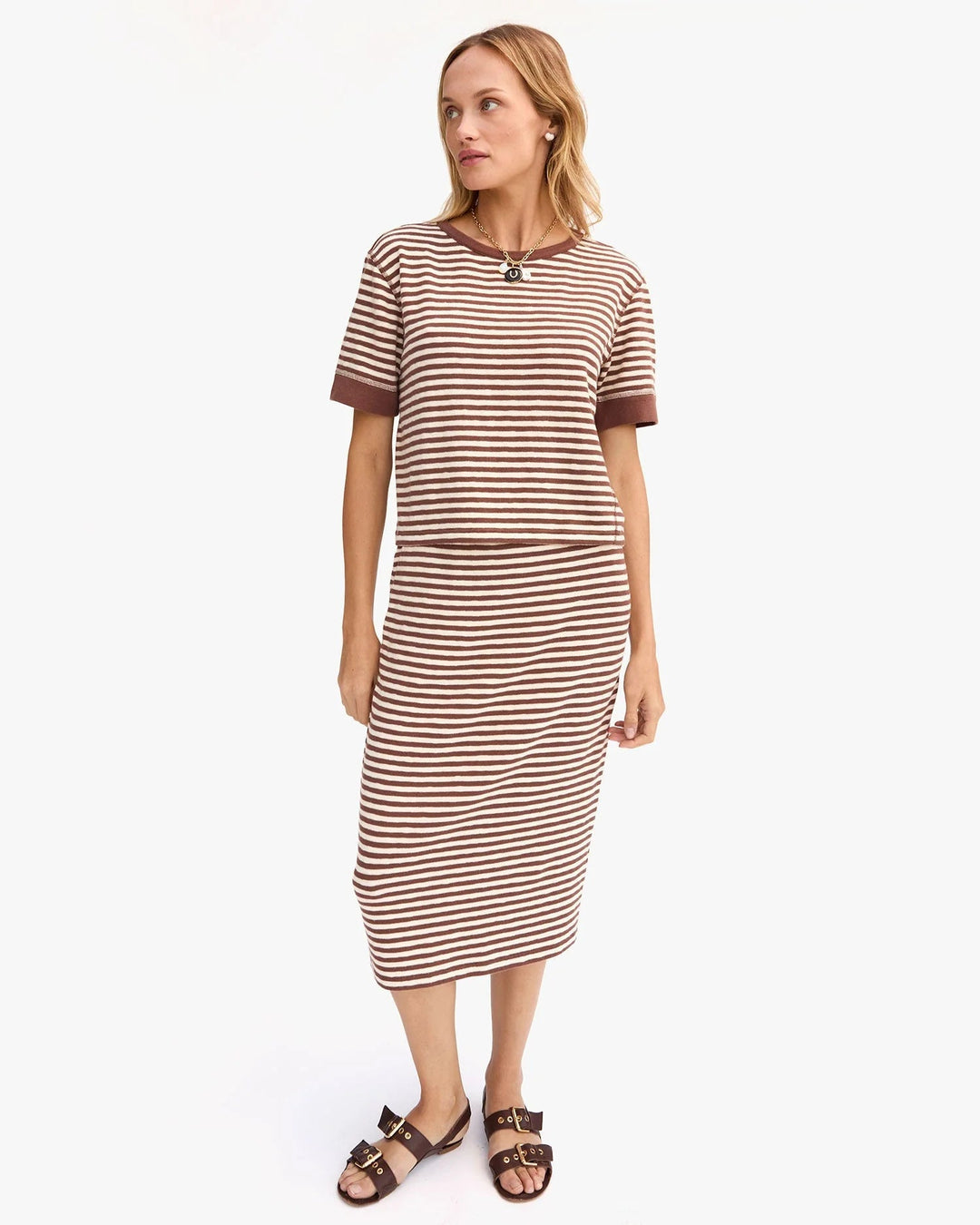 Clare V. - Brown & Cream Le Bateau Tee - Kalifornia Jean Bar