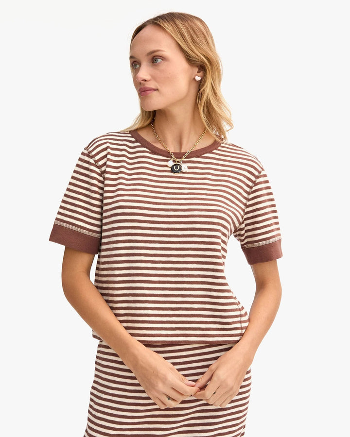 Clare V. - Brown & Cream Le Bateau Tee - Kalifornia Jean Bar