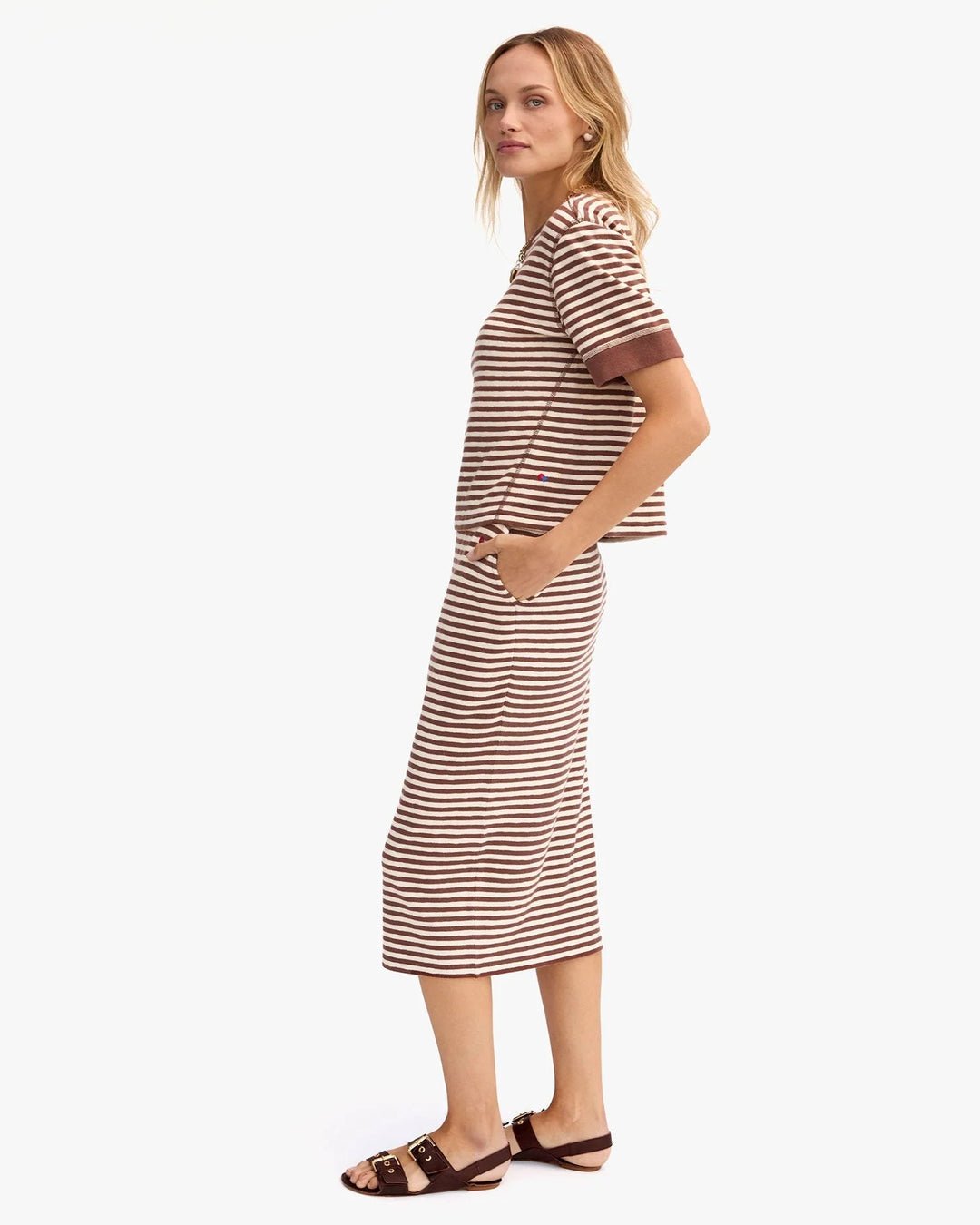 Clare V. - Brown & Cream Le Tube Skirt - Kalifornia Jean Bar