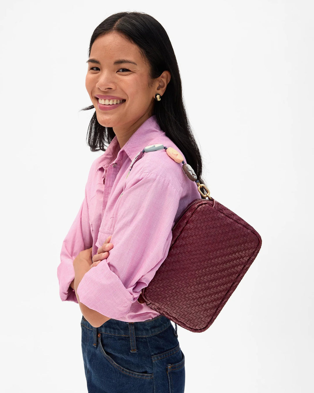 Clare V. - Cassis Marisol Woven Zig Zag Bag - Kalifornia Jean Bar