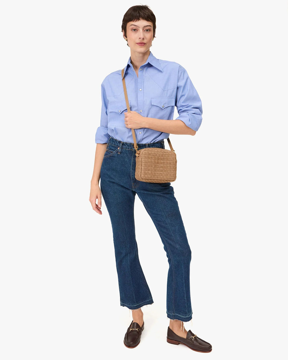 Clare V. - Clay Leather & Suede Checker Midi Sac - Kalifornia Jean Bar
