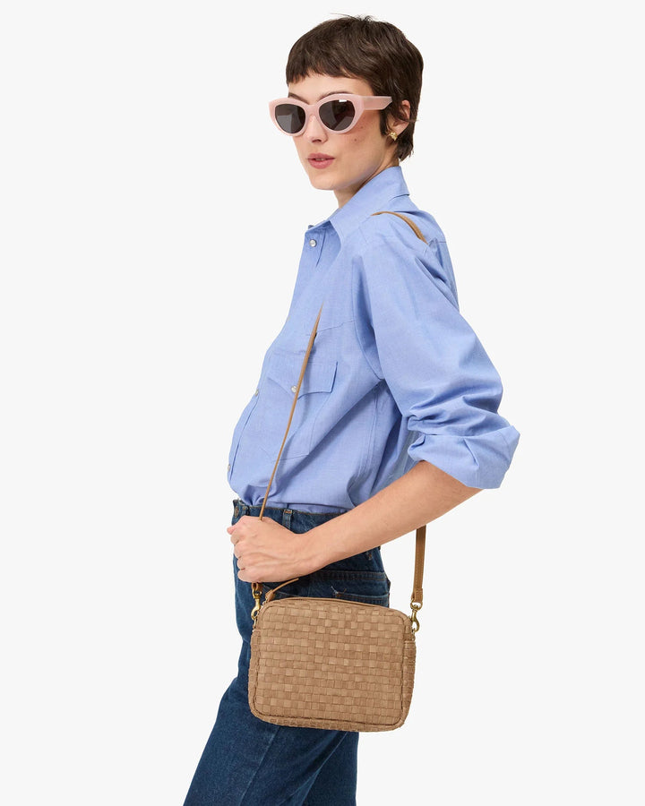 Clare V. - Clay Leather & Suede Checker Midi Sac - Kalifornia Jean Bar
