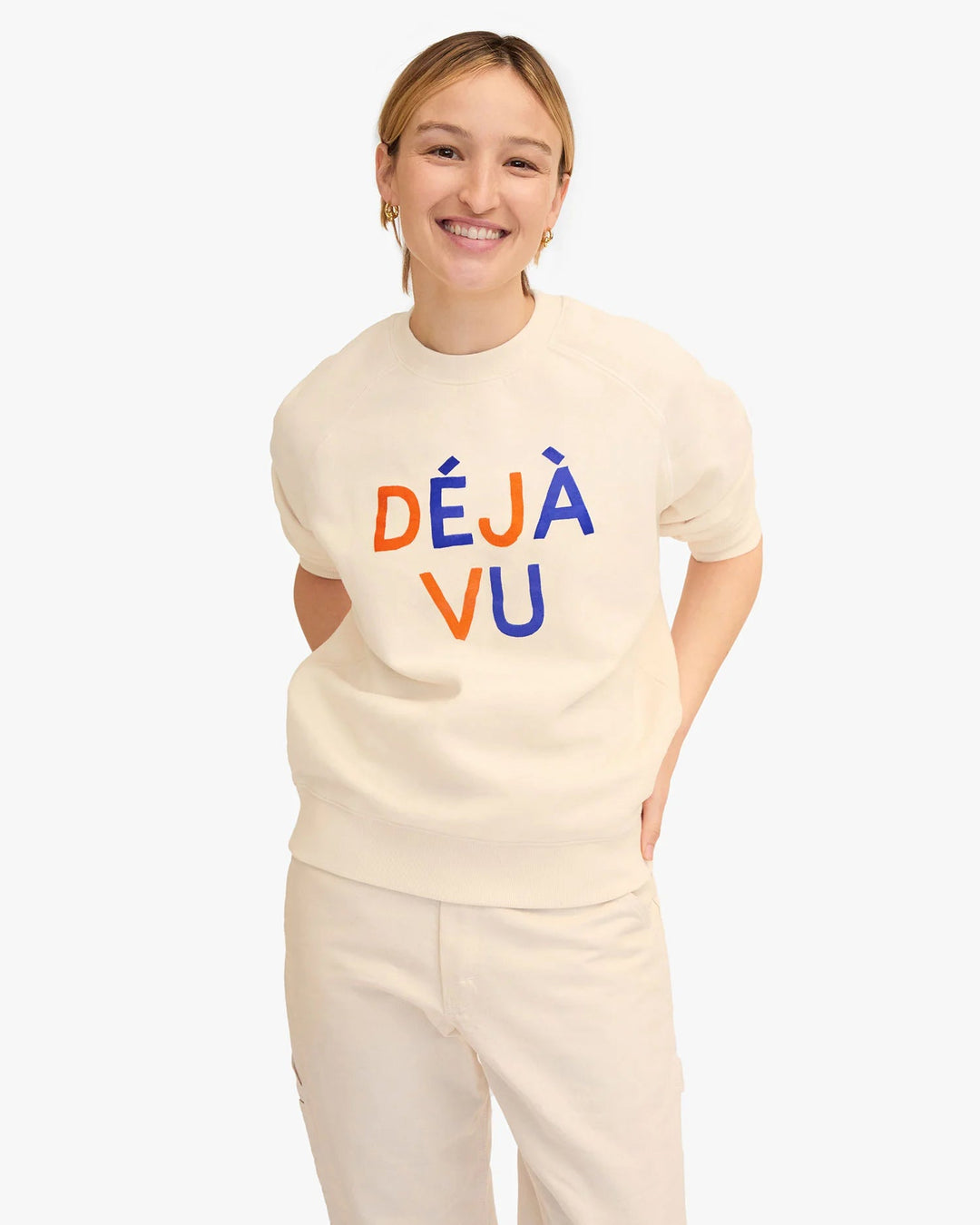 Clare V. - Cream Dèjá Vu Sweatshirt - Kalifornia Jean Bar