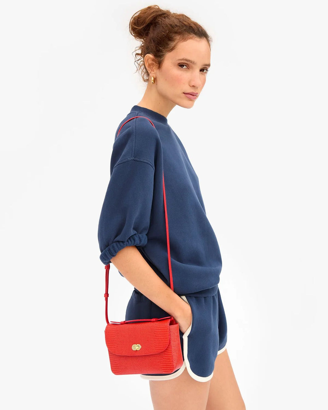 Clare V. - Kathryn Bag Red Embossed Lizard - Kalifornia Jean Bar