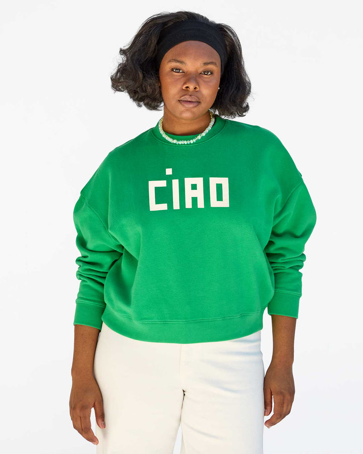 Clare V. - Le Drop Ciao Crewneck in Green - Kalifornia Jean Bar