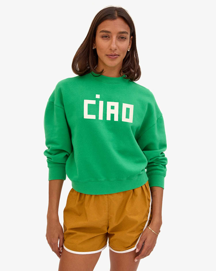 Clare V. - Le Drop Ciao Crewneck in Green - Kalifornia Jean Bar