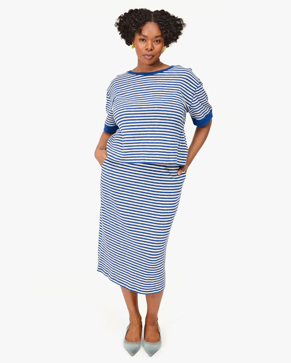 Clare V. - Le Tube Skirt Cobalt & Cream - Kalifornia Jean Bar