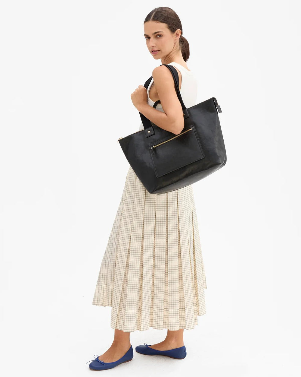 Clare V. - Le Zip Sac Black Rustique w/ Travel Pocket Bag - Kalifornia Jean Bar