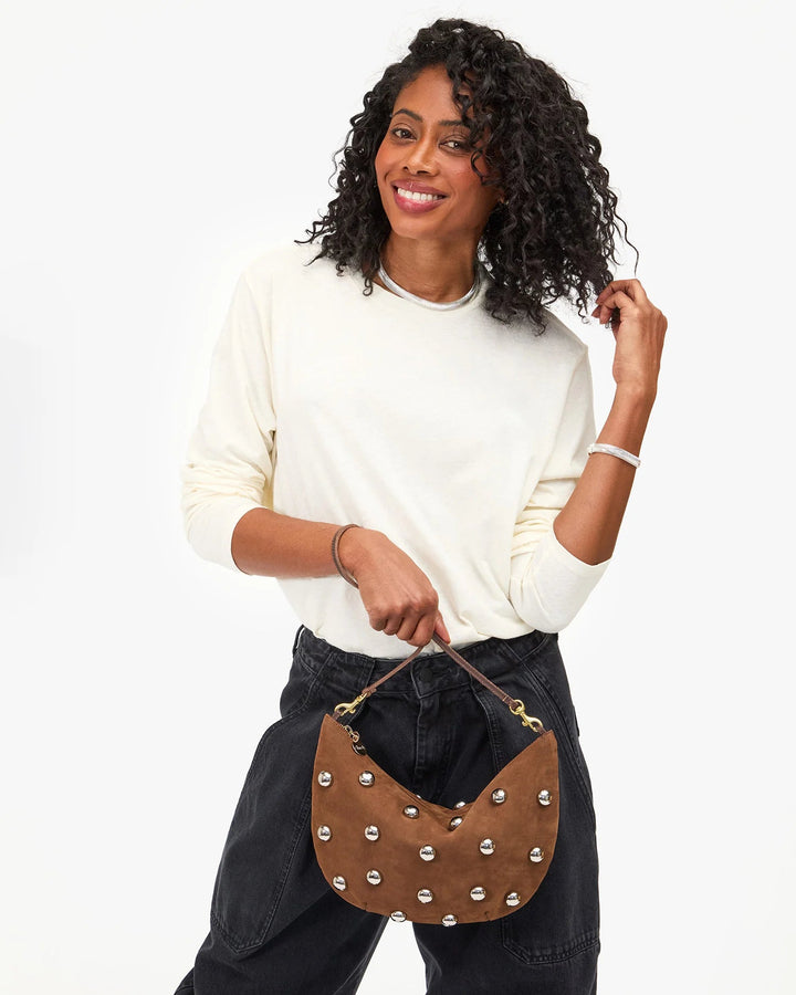 Clare V. - Lune Bag Choco Bar w/ Studs - Kalifornia Jean Bar