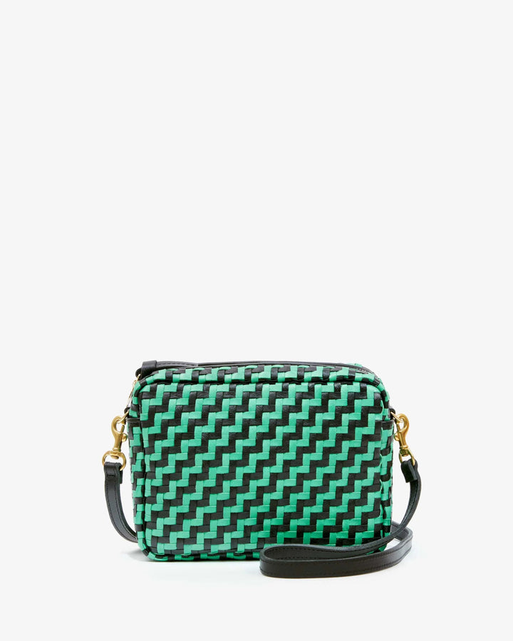 Clare V - Midi Sac Mint Opal Woven Black Zig Zag Bag - Kalifornia Jean Bar