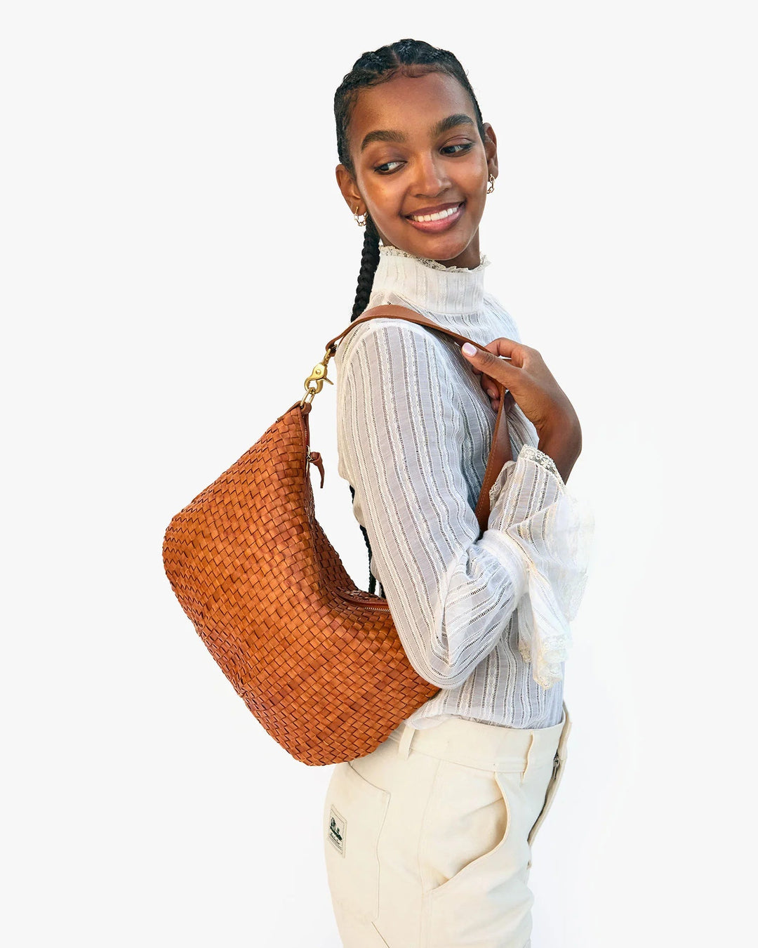 Clare V - Moyen Messenger Bag in Natural Woven Checker - Kalifornia Jean Bar