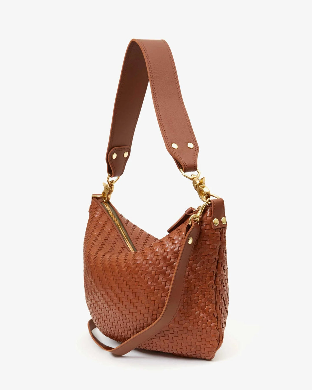 Clare V. - Moyen Messenger Hazelnut Woven Zig-Zag - Kalifornia Jean Bar