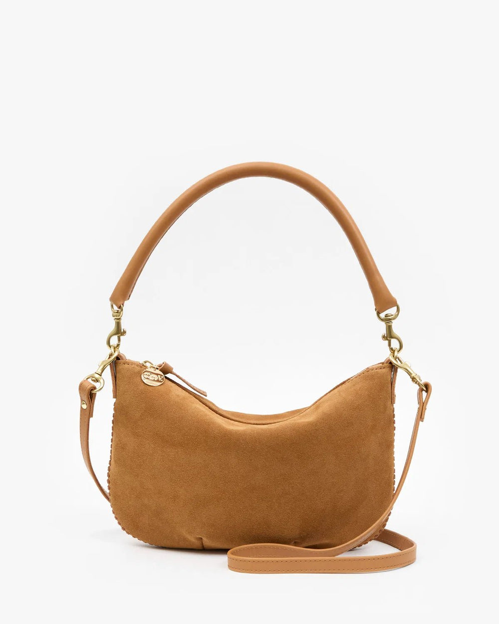 Clare V. - Petit Moyen Messenger Caramel Suede Whipstitch - Kalifornia Jean Bar