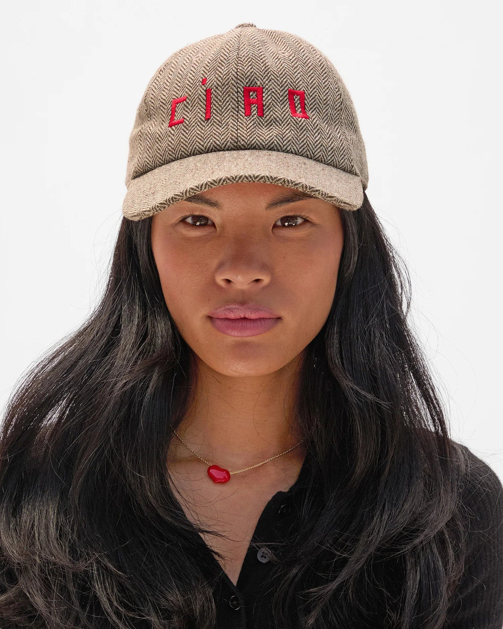 Clare V. - Wool Ciao Embroidered Baseball Hat Taupe - Kalifornia Jean Bar