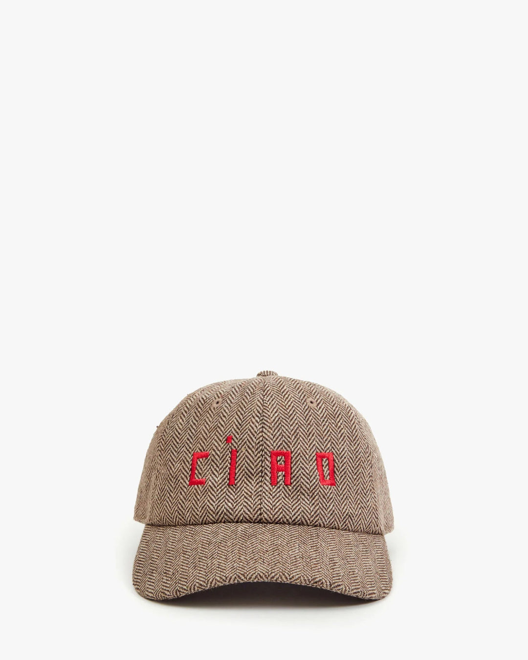 Clare V. - Wool Ciao Embroidered Baseball Hat Taupe - Kalifornia Jean Bar