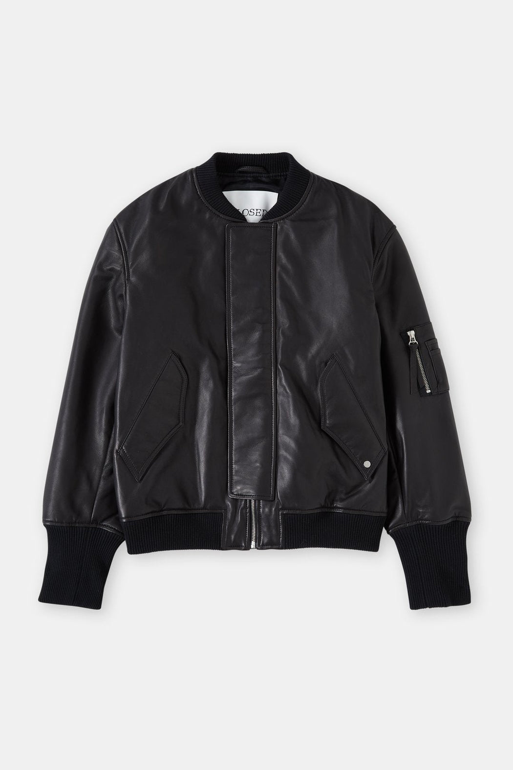 Closed - Classic Leather Bomber Jacket in Black - Kalifornia Jean BarClosed - Classic Leather Bomber Jacket in Black