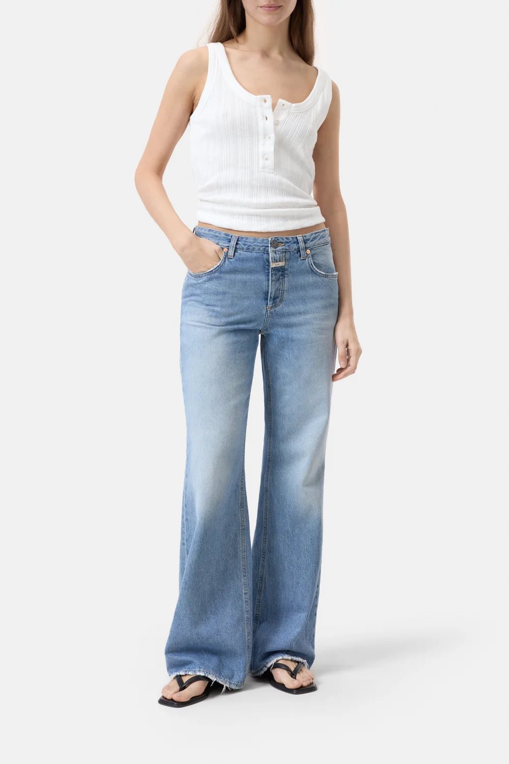 Closed - Ivory Half Placket Tank Top - Kalifornia Jean Bar