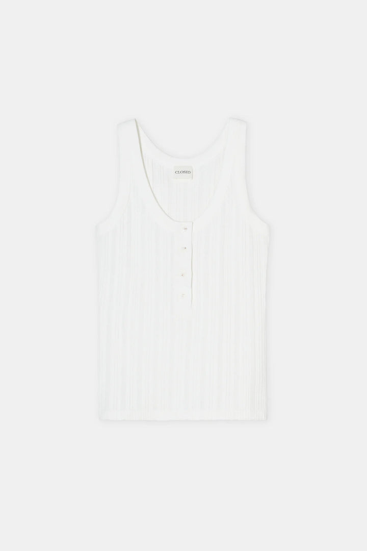 Closed - Ivory Half Placket Tank Top - Kalifornia Jean Bar