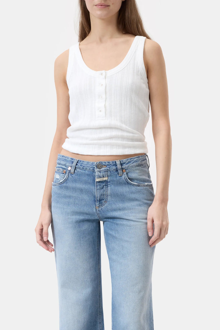 Closed - Ivory Half Placket Tank Top - Kalifornia Jean Bar