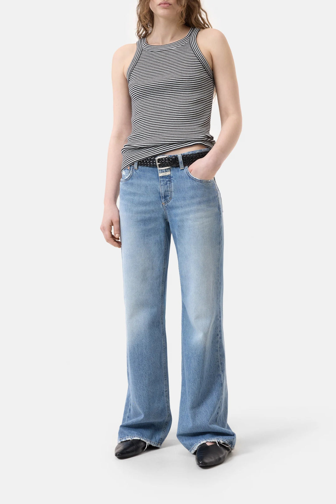 Closed - Ivory Stripe Racer Tank - Kalifornia Jean Bar
