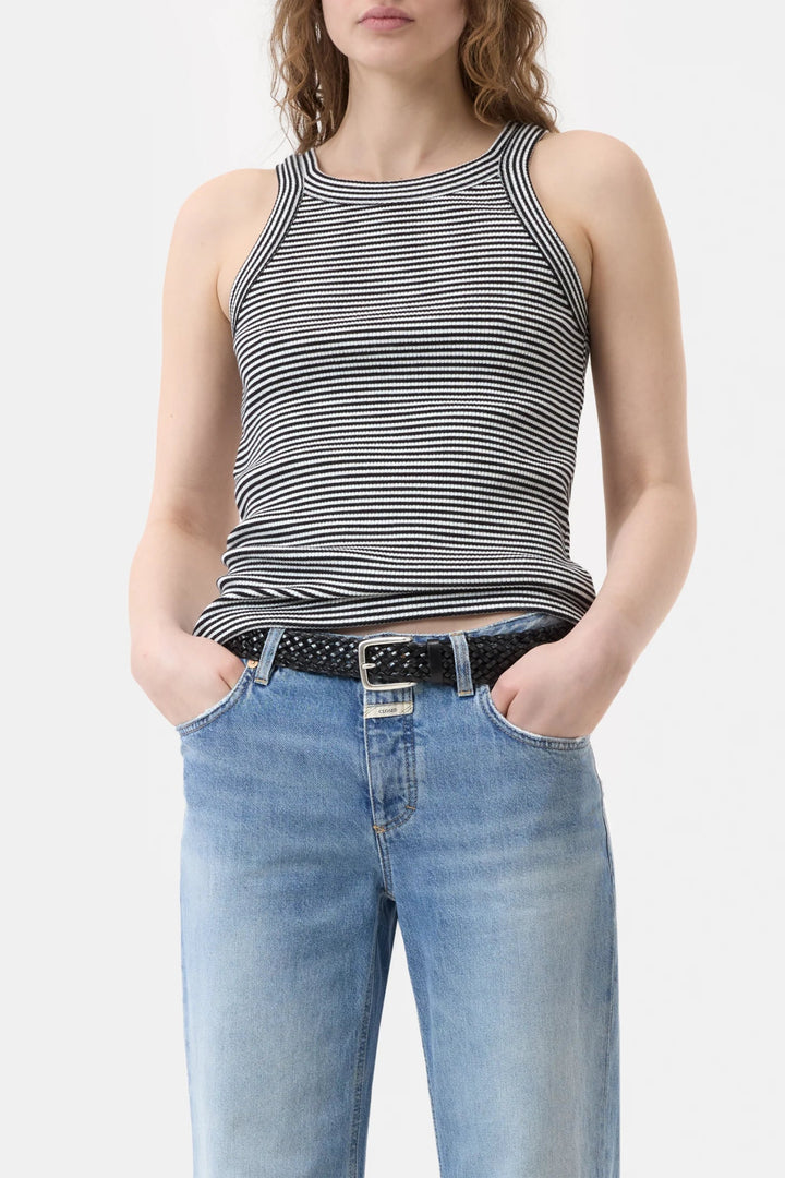 Closed - Ivory Stripe Racer Tank - Kalifornia Jean Bar